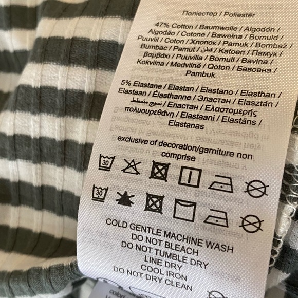 VERO MODA sz S Junior White and Olive Green Stripes Feminine Pullover Top - Picture 12 of 12